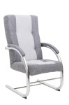 Fotel Tapicerowany na Chromowych Płozach Jasnoszary KASIA