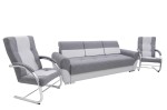 Zestaw Kanapa Tapicerowana  Kasia - Dwa Fotele na Płozach Jasnoszare