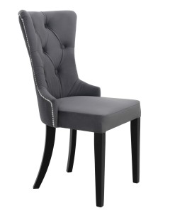 Pikowane krzesło z kołatką w stylu glamour szare VELVET