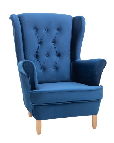 Fotel tapicerowany Uszak Royal niebieski