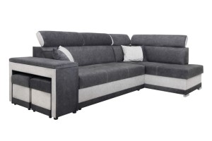 Narożnik Tapicerowany Jasnoszary Duży z Funkcją Spania SEBASTIAN