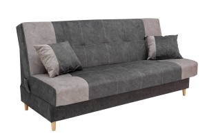 Wersalka Tapicerowana Szara bez Boków na drewnianych nóżkach MAGDA