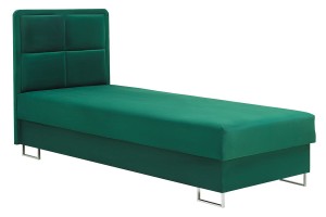 Łóżko Hotelowe Kontynentalne Tapicerowane Zielone Pojedyncze