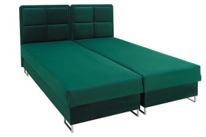 Łóżko Hotelowe Kontynentalne Tapicerowane Zielone Podwójne